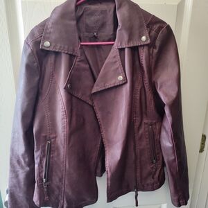 Max Studio Deep Burgundy Leather Jacket